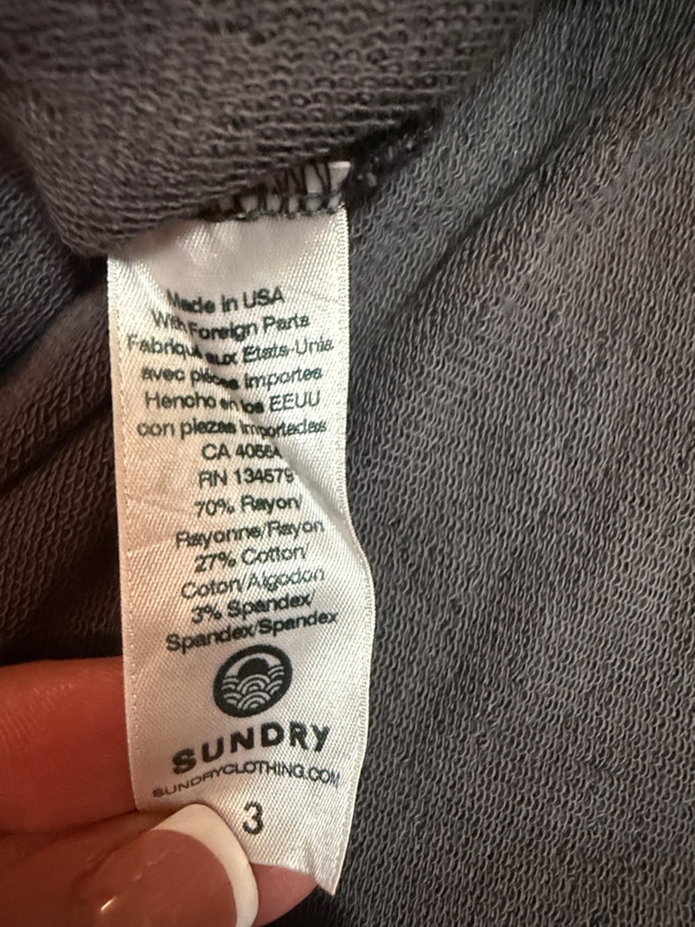 SUNDRY For Evereve Black Camo Stripe Pullover 3/L - Picture 5 of 7